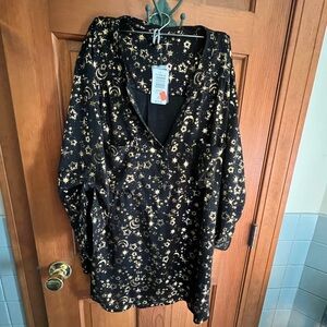 Torrid Black Dress with Gold Celestial Pattern